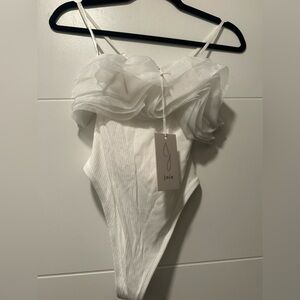 Joie  ivory ruffled body suit!